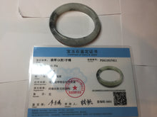Load image into Gallery viewer, 51.5mm certificated Type A 100% Natural icy watery light green/white with dark green floating flowers chinese ink painting oval Jadeite Jade bangle PB125-7411