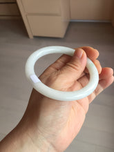 Load image into Gallery viewer, 57.5mm Certified Type A 100% Natural sunny green white round cut Jadeite Jade bangle BF142-4078