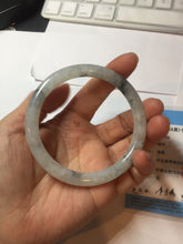 Load image into Gallery viewer, 58.5mm certificated Type A 100% Natural icy watery light green/white with dark green floating flowers Chinese ink painting round cut Jadeite Jade bangle PB126-7352