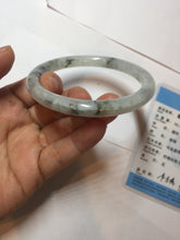 Load image into Gallery viewer, 58.5mm certificated Type A 100% Natural icy watery light green/white with dark green floating flowers Chinese ink painting round cut Jadeite Jade bangle PB126-7352