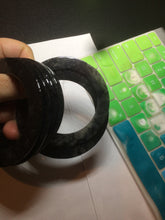 Load image into Gallery viewer, 51-52mm Certified Type A 100% Natural black (Wuji) flat style Jadeite Jade jingle bangle group w107