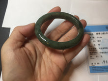 Load image into Gallery viewer, 51.5mm certified Type A 100% Natural dark green black oval Jadeite Jade bangle PB199-3352
