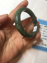 Load image into Gallery viewer, 51.5mm certified Type A 100% Natural dark green black oval Jadeite Jade bangle PB199-3352