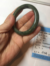 Load image into Gallery viewer, 51.5mm certified Type A 100% Natural dark green black oval Jadeite Jade bangle PB199-3352