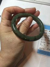 Load image into Gallery viewer, 51.5mm certified Type A 100% Natural dark green black oval Jadeite Jade bangle PB199-3352