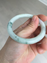 Load image into Gallery viewer, 54.2mm Certified type A 100% Natural light green white purple brown(FU LU SHOU) with green floating flowers round cut Jadeite bangle Q132-2859