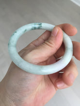 Load image into Gallery viewer, 54.2mm Certified type A 100% Natural light green white purple brown(FU LU SHOU) with green floating flowers round cut Jadeite bangle Q132-2859