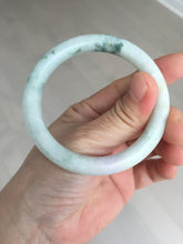 Load image into Gallery viewer, 54.2mm Certified type A 100% Natural light green white purple brown(FU LU SHOU) with green floating flowers round cut Jadeite bangle Q132-2859