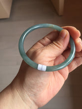 Load image into Gallery viewer, 59.2mm Certified Type A 100% Natural icy watery deep sea dark green/purple/blue/gray/black slim round cut Guatemala Jadeite bangle AU75-3792