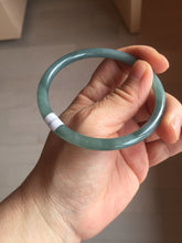 Load image into Gallery viewer, 59.2mm Certified Type A 100% Natural icy watery deep sea dark green/purple/blue/gray/black slim round cut Guatemala Jadeite bangle AU75-3792