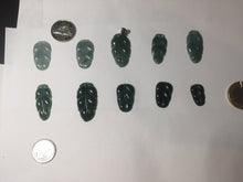 Load image into Gallery viewer, 100% natural type A icy watery dark green blue gray black Guatemala jadeite leaf pendant BP184-4