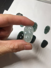 Load image into Gallery viewer, 100% natural type A icy watery light green blue gray Guatemala jadeite leaf pendant BP184-1