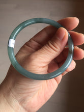 Load image into Gallery viewer, 59.2mm Certified Type A 100% Natural icy watery deep sea dark green/purple/blue/gray/black slim round cut Guatemala Jadeite bangle AU75-3792
