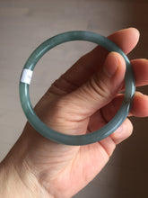 Load image into Gallery viewer, 59.2mm Certified Type A 100% Natural icy watery deep sea dark green/purple/blue/gray/black slim round cut Guatemala Jadeite bangle AU75-3792