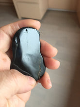 Load image into Gallery viewer, 100% Natural dark green/black jadeite jade(Mocui, 墨翠) GuanYin(观音) Pendant/handhold worry stone BL130