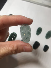 Load image into Gallery viewer, 100% natural type A icy watery light green blue gray Guatemala jadeite leaf pendant BP184-2