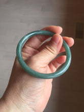 Load image into Gallery viewer, 55mm Certified Type A 100% Natural deep sea dark green/blue/gray/black slim round cut Guatemala Jadeite bangle AU74-3803