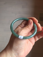 Load image into Gallery viewer, 55mm Certified Type A 100% Natural deep sea dark green/blue/gray/black slim round cut Guatemala Jadeite bangle AU74-3803