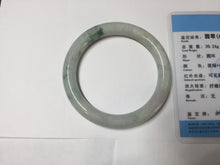 Load image into Gallery viewer, 54.2mm Certified type A 100% Natural light green white purple brown(FU LU SHOU) with green floating flowers round cut Jadeite bangle Q132-2859