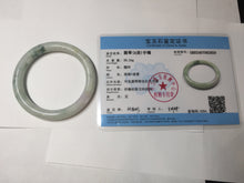 Load image into Gallery viewer, 54.2mm Certified type A 100% Natural light green white purple brown(FU LU SHOU) with green floating flowers round cut Jadeite bangle Q132-2859