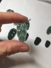 Load image into Gallery viewer, 100% natural type A icy watery dark green blue gray black Guatemala jadeite leaf pendant BP184-4
