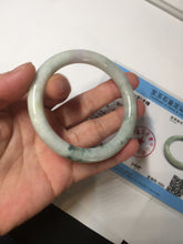 Load image into Gallery viewer, 54.2mm Certified type A 100% Natural light green white purple brown(FU LU SHOU) with green floating flowers round cut Jadeite bangle Q132-2859