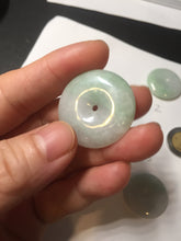 Load image into Gallery viewer, 23.5-27.7mm 100% Natural apple green/white jadeite Jade Safety Guardian Button(donut) Pendant group BK112