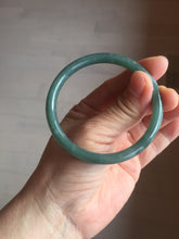 Load image into Gallery viewer, 55mm Certified Type A 100% Natural deep sea dark green/blue/gray/black slim round cut Guatemala Jadeite bangle AU74-3803