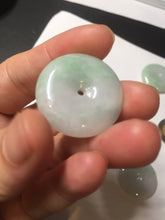 Load image into Gallery viewer, 23.5-27.7mm 100% Natural apple green/white jadeite Jade Safety Guardian Button(donut) Pendant group BK112