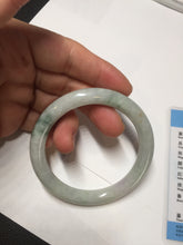 Load image into Gallery viewer, 54.2mm Certified type A 100% Natural light green white purple brown(FU LU SHOU) with green floating flowers round cut Jadeite bangle Q132-2859