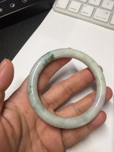 Load image into Gallery viewer, 54.2mm Certified type A 100% Natural light green white purple brown(FU LU SHOU) with green floating flowers round cut Jadeite bangle Q132-2859