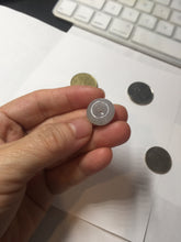 Load image into Gallery viewer, 15.7mm Type A 100% Natural green/gray Jadeite Jade Safety Guardian Button donuts Pendant PC112