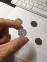 Load image into Gallery viewer, 15.7mm Type A 100% Natural green/gray Jadeite Jade Safety Guardian Button donuts Pendant PC112