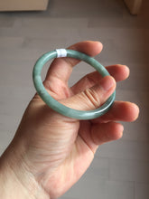 Load image into Gallery viewer, 55.3mm Certified Type A 100% Natural deep sea dark green/blue/gray/black slim round cut Guatemala Jadeite bangle AU73-3812