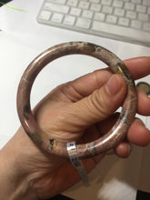 Load image into Gallery viewer, 58.9mm 100% natural pink brown black round cut rose stone (Rhodonite)bangle SY122