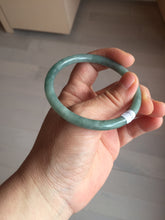 Load image into Gallery viewer, 55.3mm Certified Type A 100% Natural deep sea dark green/blue/gray/black slim round cut Guatemala Jadeite bangle AU73-3812