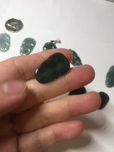 Load image into Gallery viewer, 100% natural type A icy watery dark green blue gray black Guatemala jadeite leaf pendant BP184-8/9/10