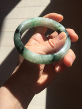 Load image into Gallery viewer, 60.3mm certified type A 100% Natural green/black Jadeite Jade bangle BM42-8565