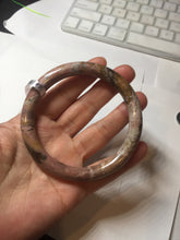 Load image into Gallery viewer, 58.9mm 100% natural pink brown black round cut rose stone (Rhodonite)bangle SY122