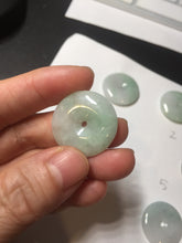 Load image into Gallery viewer, 23.5-27.7mm 100% Natural apple green/white jadeite Jade Safety Guardian Button(donut) Pendant group BK112