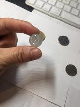 Load image into Gallery viewer, 15.7mm Type A 100% Natural green/gray Jadeite Jade Safety Guardian Button donuts Pendant PC112