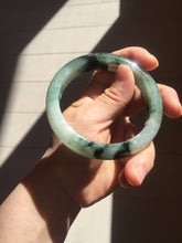 Load image into Gallery viewer, 60.3mm certified type A 100% Natural green/black Jadeite Jade bangle BM42-8565