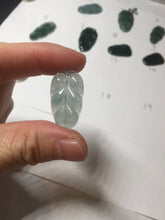 Load image into Gallery viewer, 100% natural type A icy watery light green blue gray Guatemala jadeite leaf pendant BP184-1