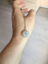 Load image into Gallery viewer, 15.7mm Type A 100% Natural green/gray Jadeite Jade Safety Guardian Button donuts Pendant PC112