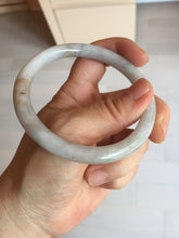 Load image into Gallery viewer, 58.9mm certified 100% natural type A light green/purple/yellow(Fu Lu SHOU) slim round cut jadeite jade bangle BN45-3116