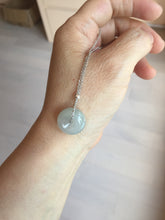 Load image into Gallery viewer, 15.7mm Type A 100% Natural green/gray Jadeite Jade Safety Guardian Button donuts Pendant PC112