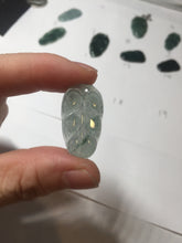 Load image into Gallery viewer, 100% natural type A icy watery light green blue gray Guatemala jadeite leaf pendant BP184-2