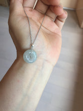 Load image into Gallery viewer, 15.7mm Type A 100% Natural green/gray Jadeite Jade Safety Guardian Button donuts Pendant PC112