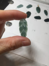 Load image into Gallery viewer, 100% natural type A icy watery dark green blue gray black Guatemala jadeite leaf pendant BP184-6