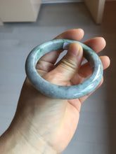 Load image into Gallery viewer, 53mm certified type A 100% Natural dark green white purple with dark green floating flowers Jadeite Jade bangle PD132-6301